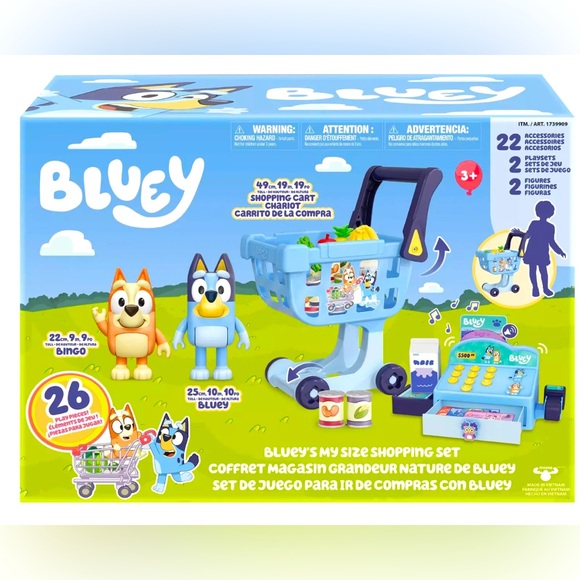 Bluey My Size Shopping Cart 26 pieces Set Bingo Music & Sounds Kids Play Set - Picture 1 of 5
